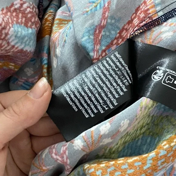 Farm Rio Short-Sleeve Crew-Neck Tiered A-Line Maxi Dress floral leaf pattern S - Picture 12 of 16